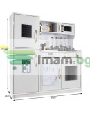 Дървена кухня с аксесоари, LED осветление и звук, бяла